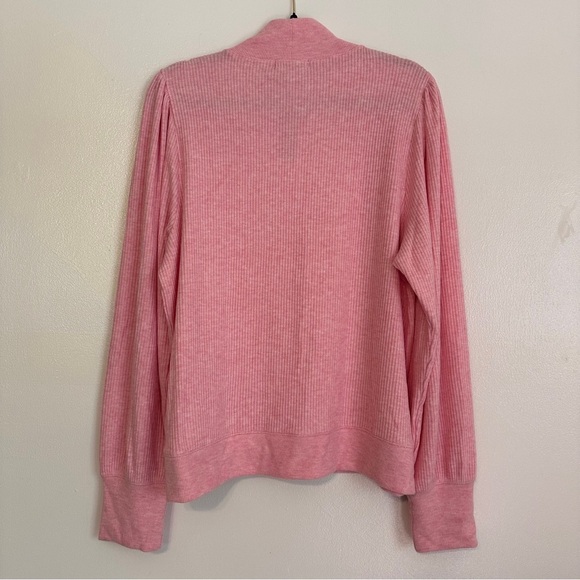 J Crew Brushed Rib Puff Sleeve Mockneck Sweater Tee XL Orchid Pink - Picture 7 of 7